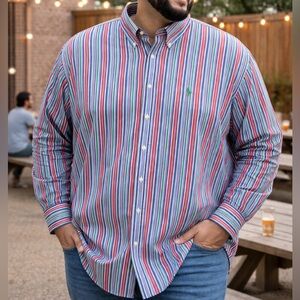 Ralph Lauren Men's Striped Oxford 2XLT Cotton in Blue Green Red Orange White